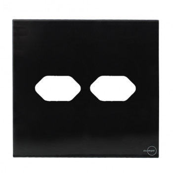 Placa p/ 2 Tomadas 4x4 - Novara Glass Preto Brilhante Placa p/ 2 Tomadas 4x4 - Novara Glass Preto Brilhante